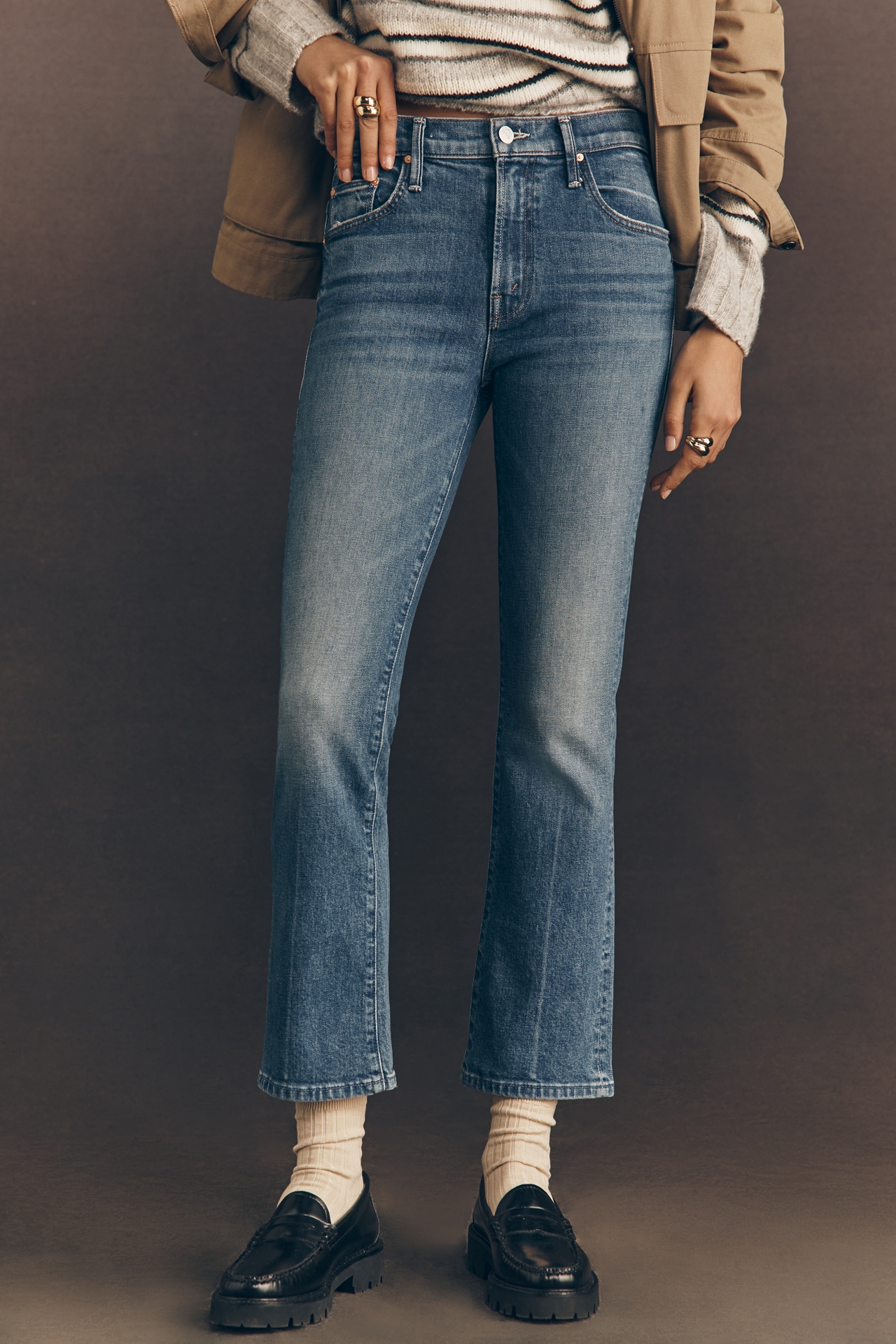 MOTHER Insider Ankle Mid-Rise Straight Jeans