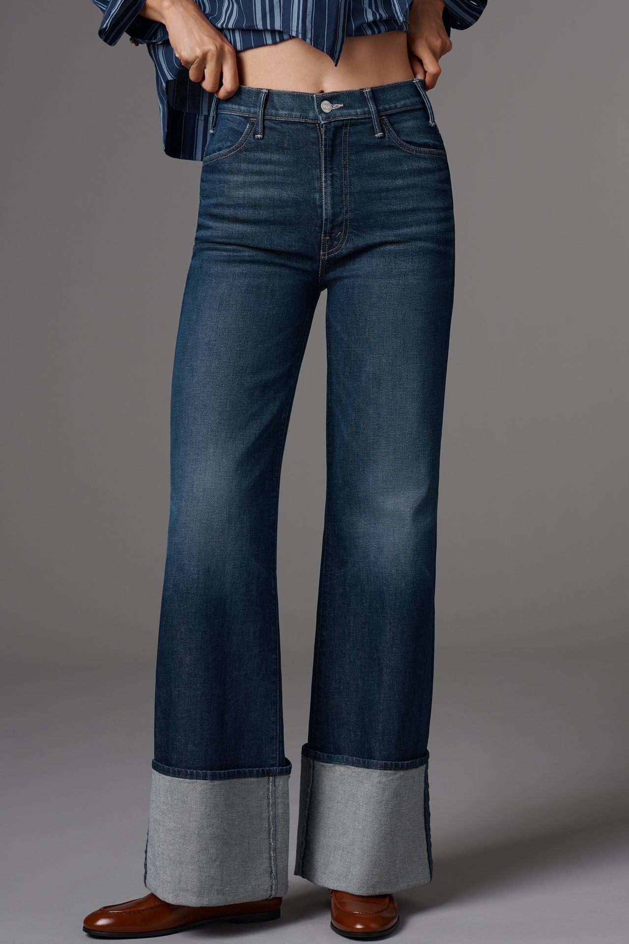 MOTHER Hustler Roller Sneak High-Rise Wide-Leg Jeans