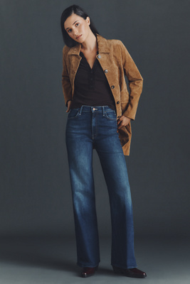 Mother Hustler Roller Sneak High-rise Wide-leg Jeans In Blue