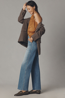 Mother Stitch-up Maven High-rise Straight Jeans In Blue