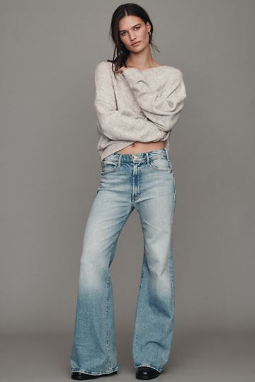 MOTHER The Hustler Roller Sneak High-Rise Wide-Leg Jeans