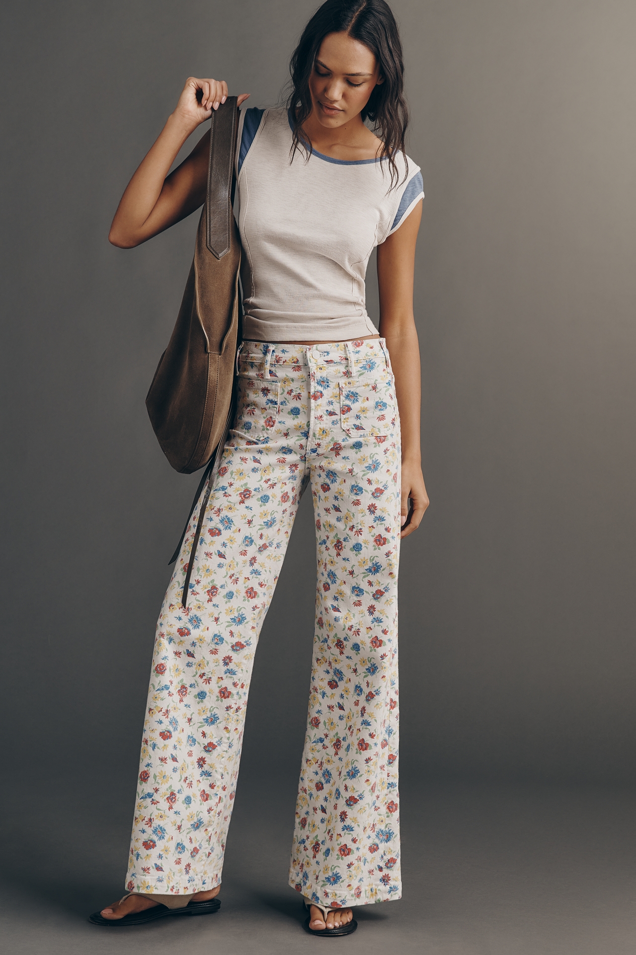 MOTHER The Hustler Roller Patch Pocket High-Rise Wide Leg Jeans