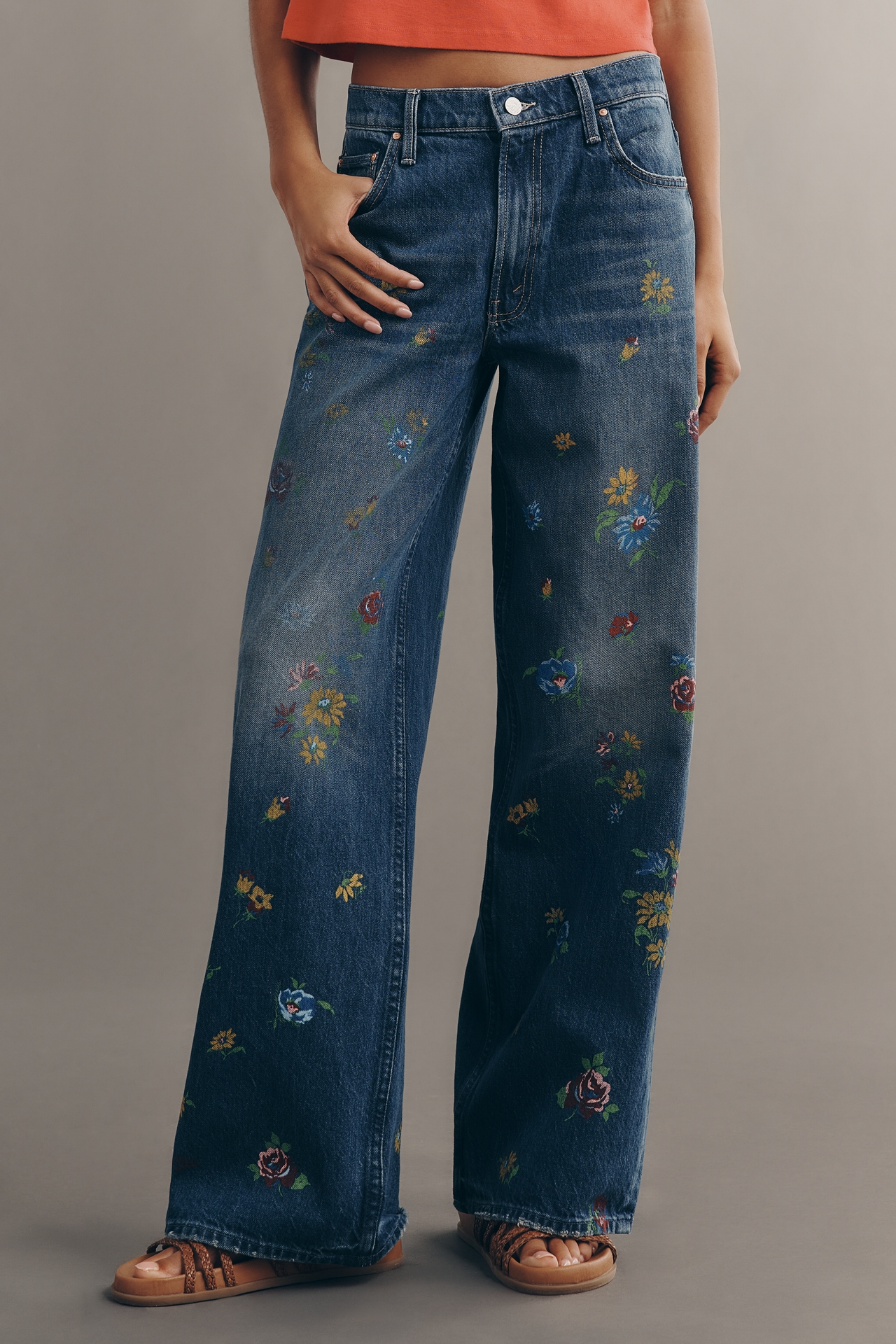 MOTHER Rerun Zip Sneak High-Rise Wide-Leg Jeans