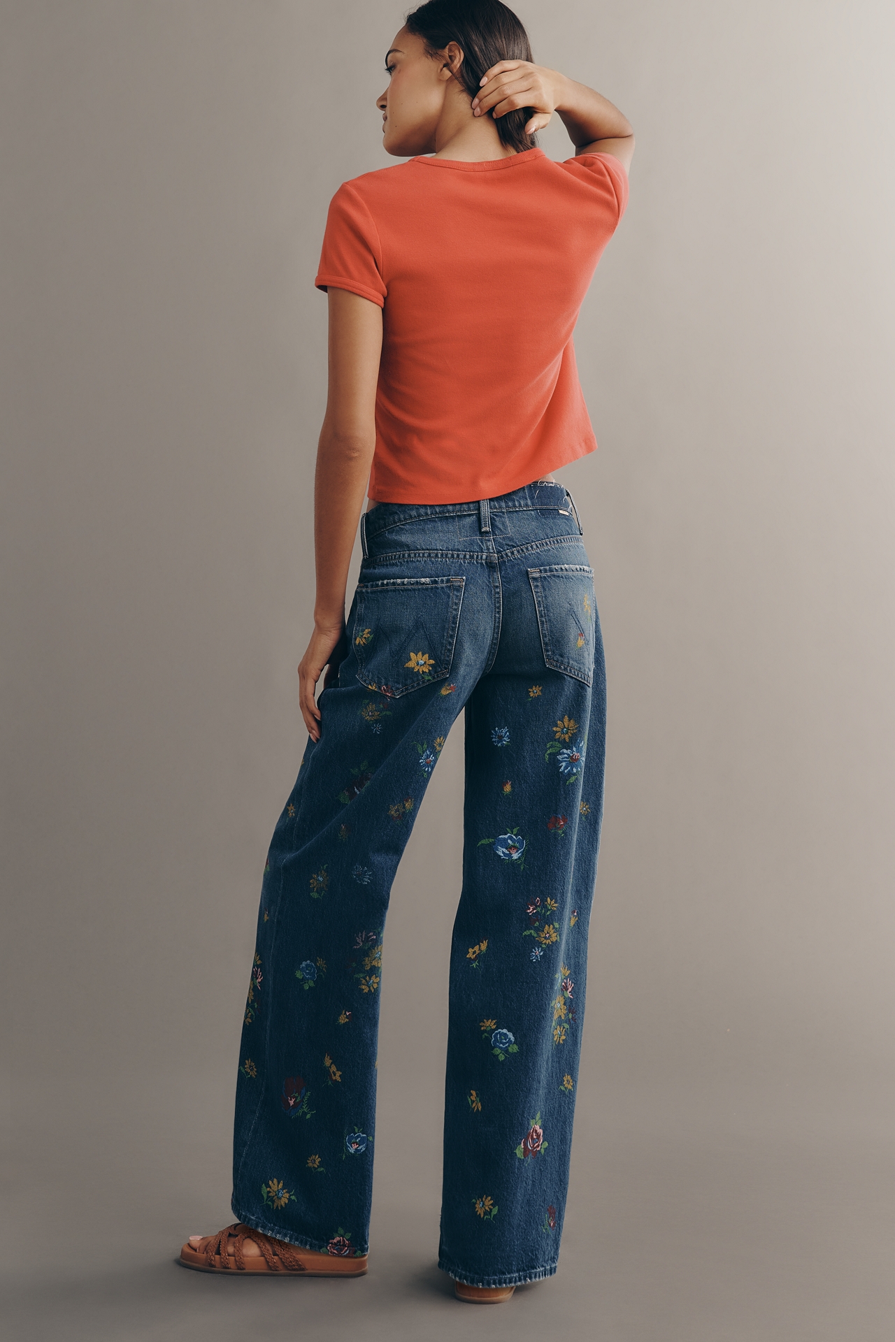 MOTHER Rerun Zip Sneak High-Rise Wide-Leg Jeans