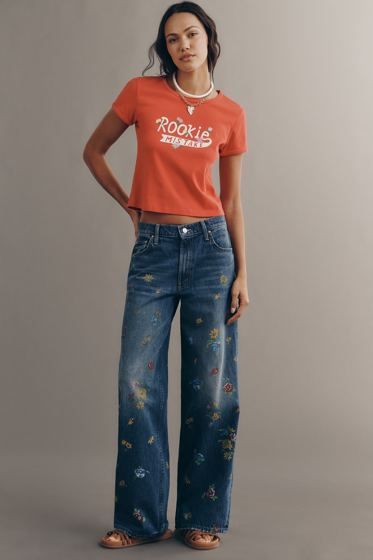 MOTHER Rerun Zip Sneak High-Rise Wide-Leg Jeans