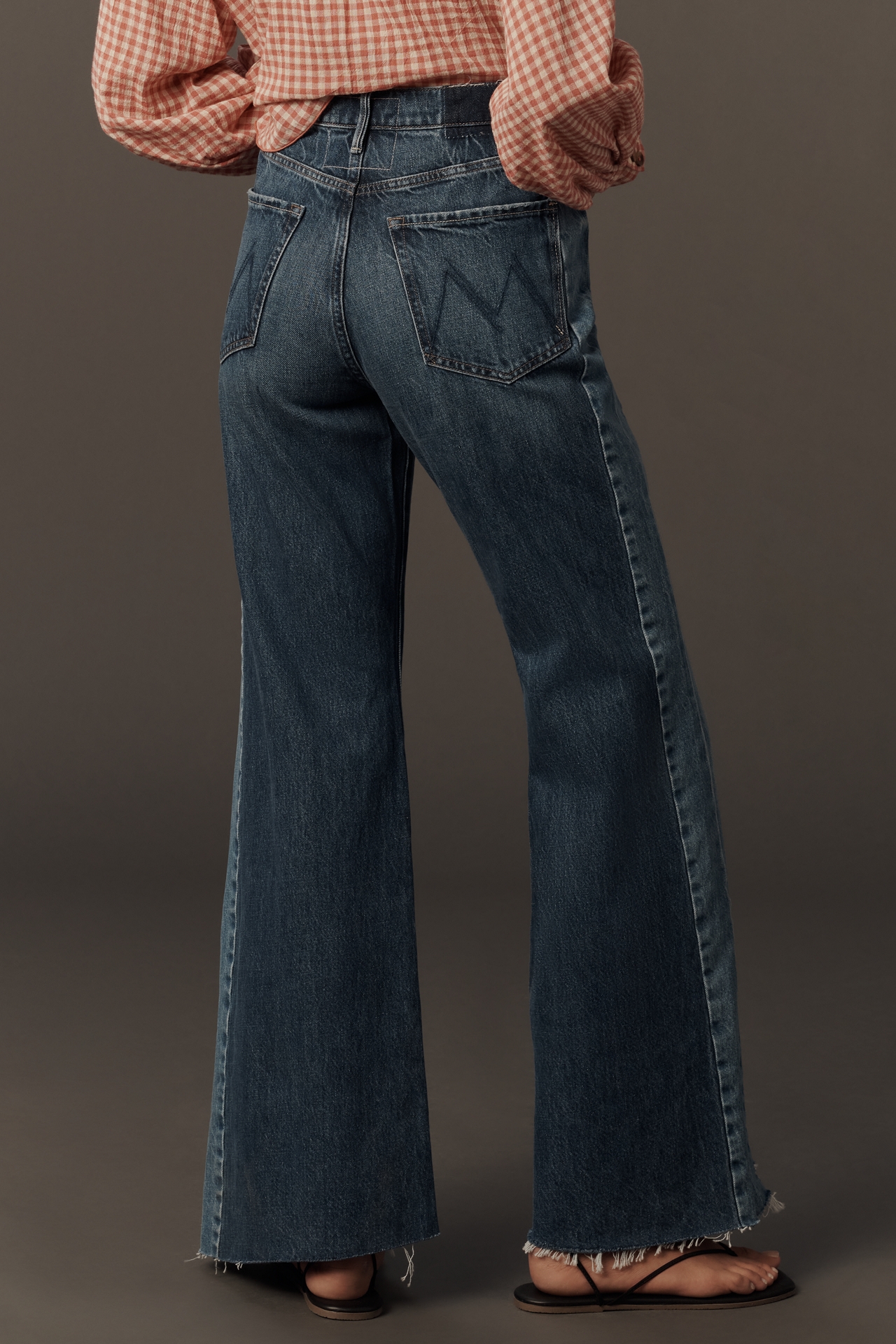 MOTHER The Tux Sidestepper Sneak Fray High-Rise Wide-Leg Jeans