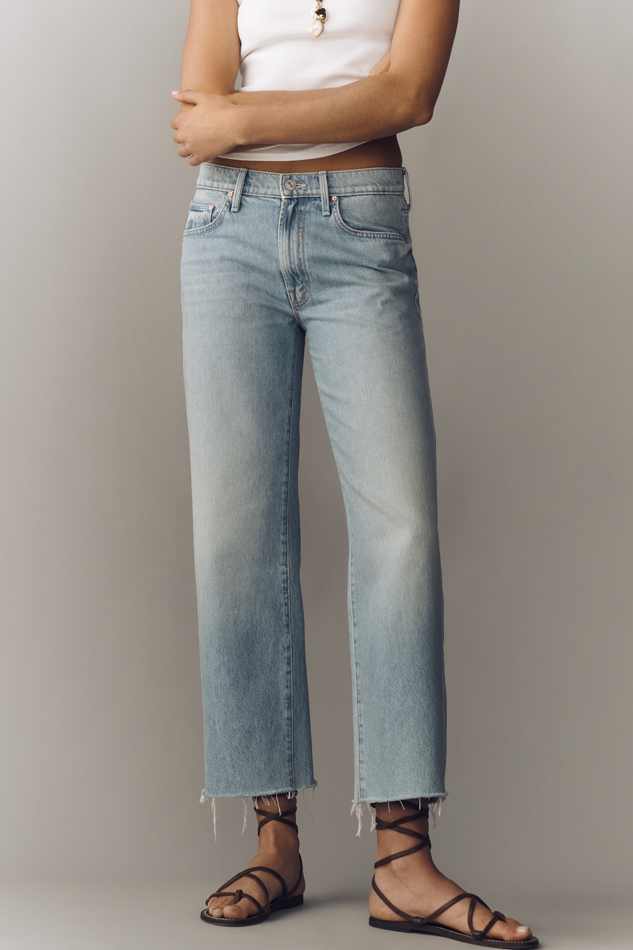 MOTHER Rambler Zip Ankle Mid-Rise Straight-Leg Jeans