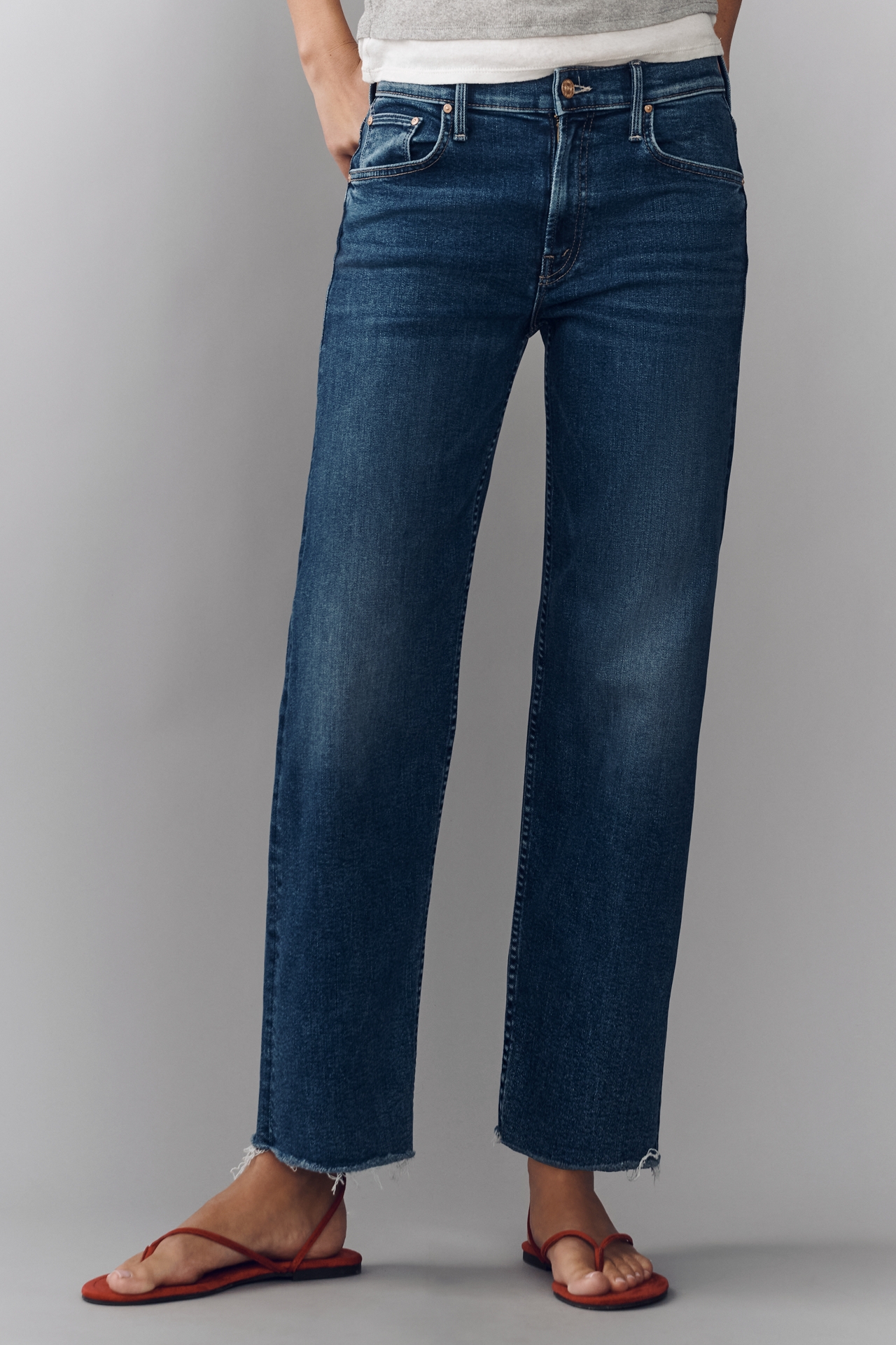 MOTHER Newbie Ankle High-Rise Straight-Leg Jeans
