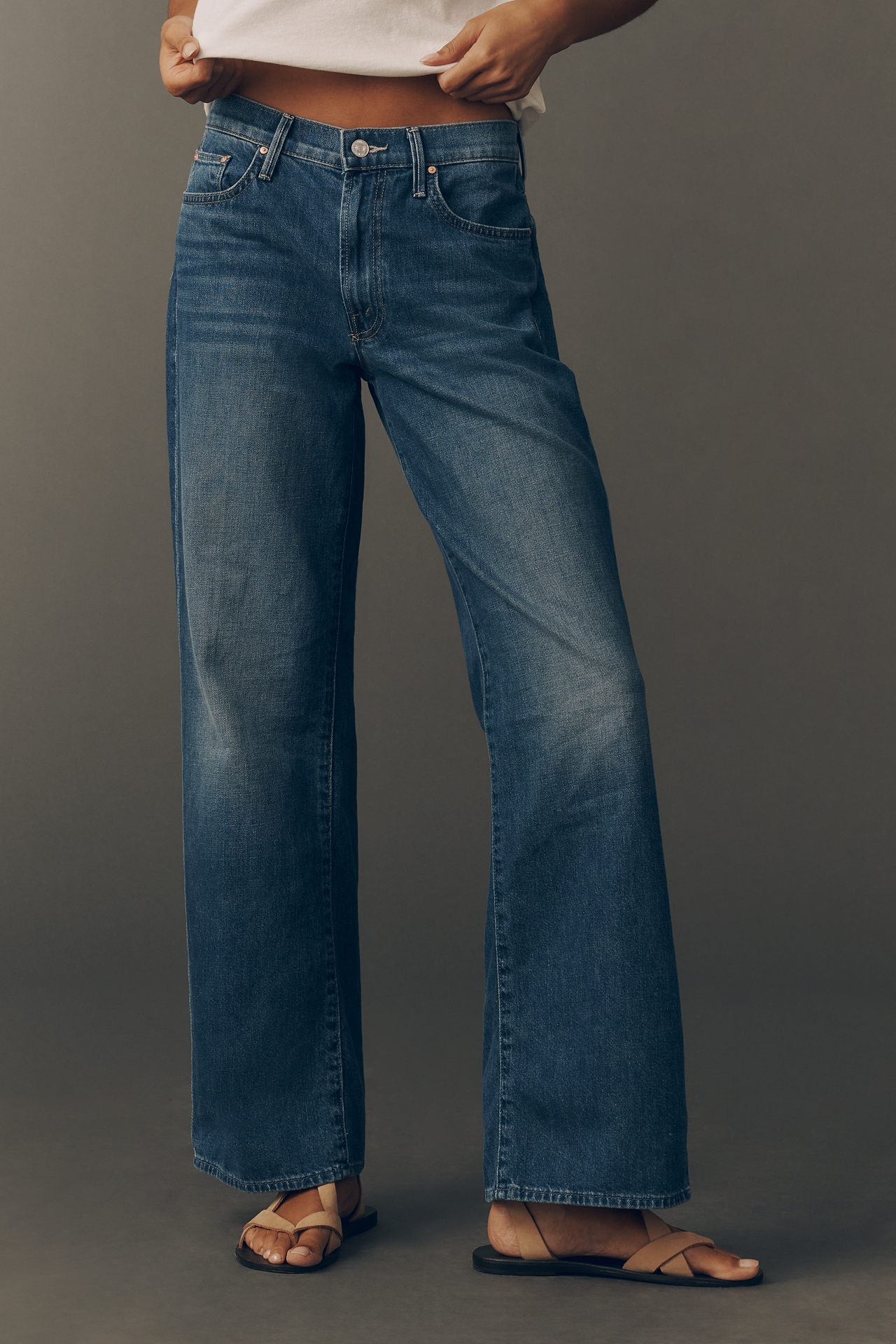 MOTHER Maven Skimp Mid-Rise Wide-Leg Jeans