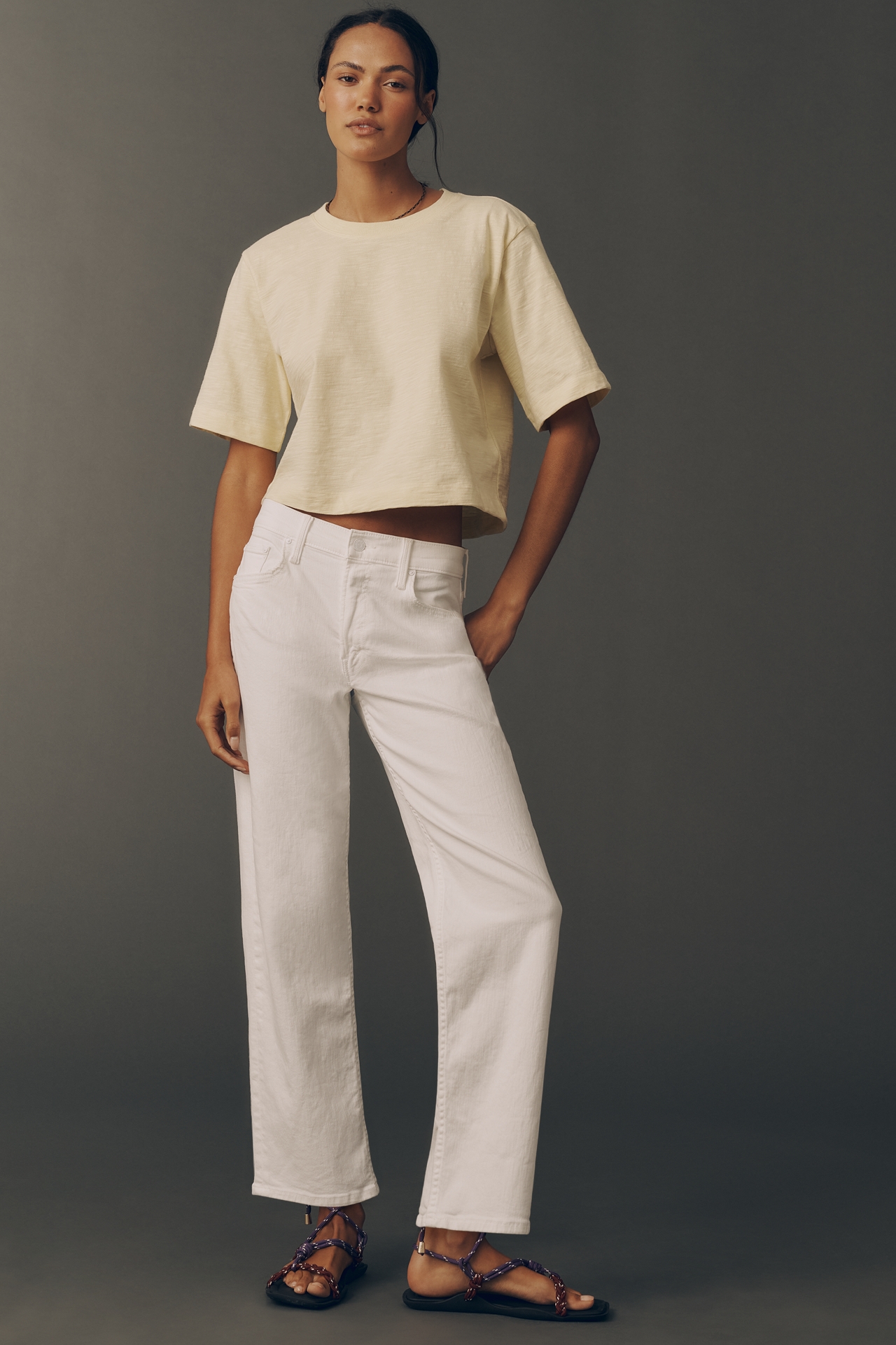 MOTHER Newbie Ankle Mid-Rise Relaxed Straight-Leg Jeans