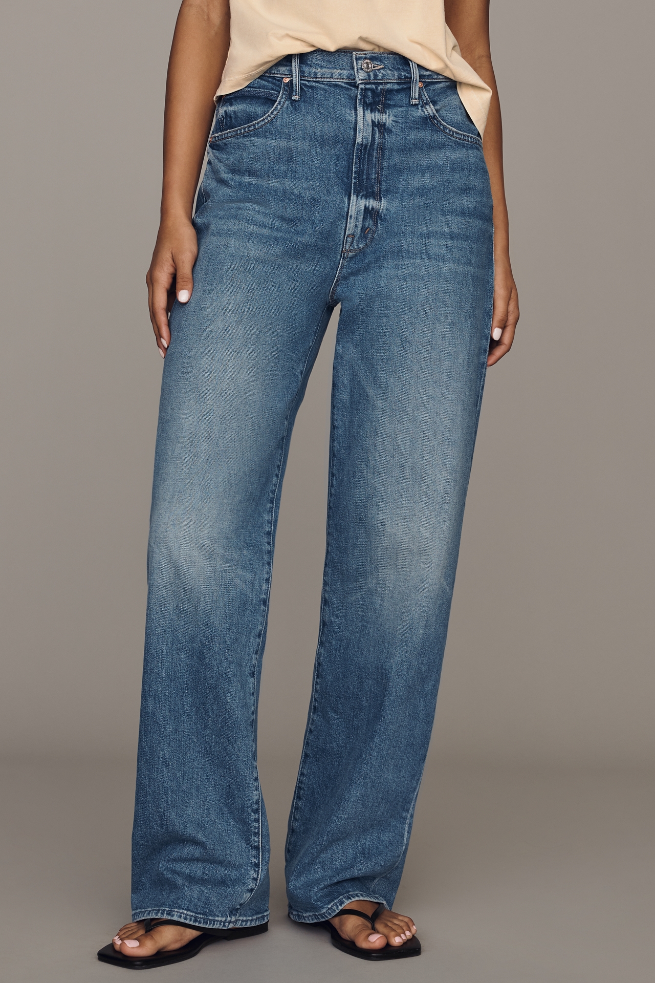 MOTHER Tunnel Vision Sneak High-Rise Straight-Leg Jeans