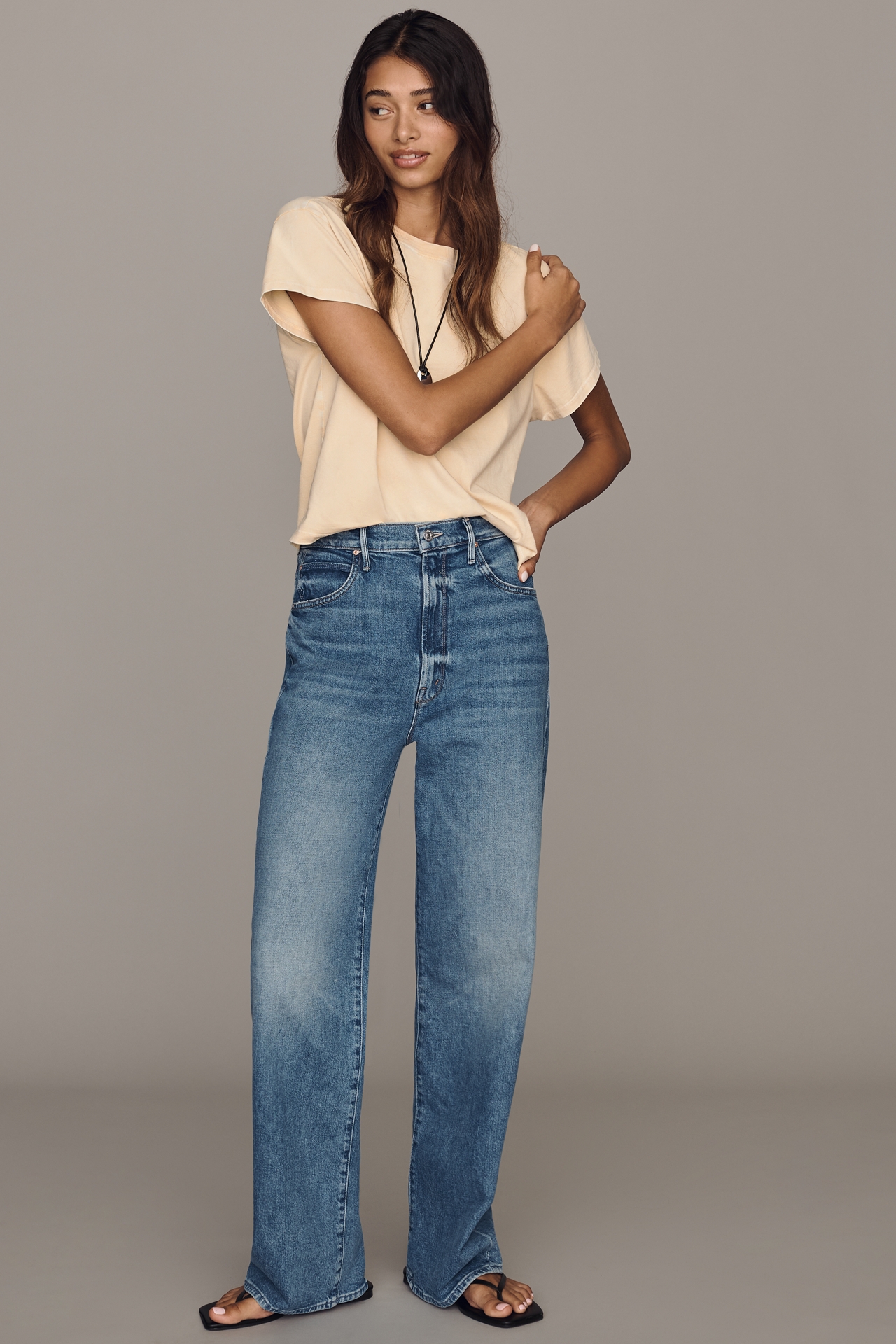 MOTHER Tunnel Vision Sneak High-Rise Straight-Leg Jeans