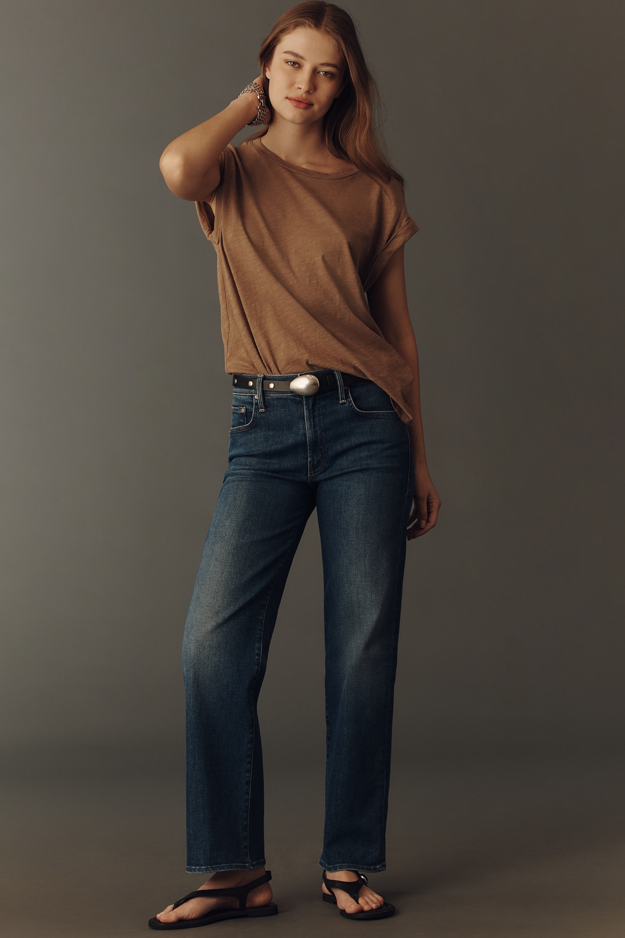 MOTHER Rambler Zip Ankle Mid-Rise Straight-Leg Jeans