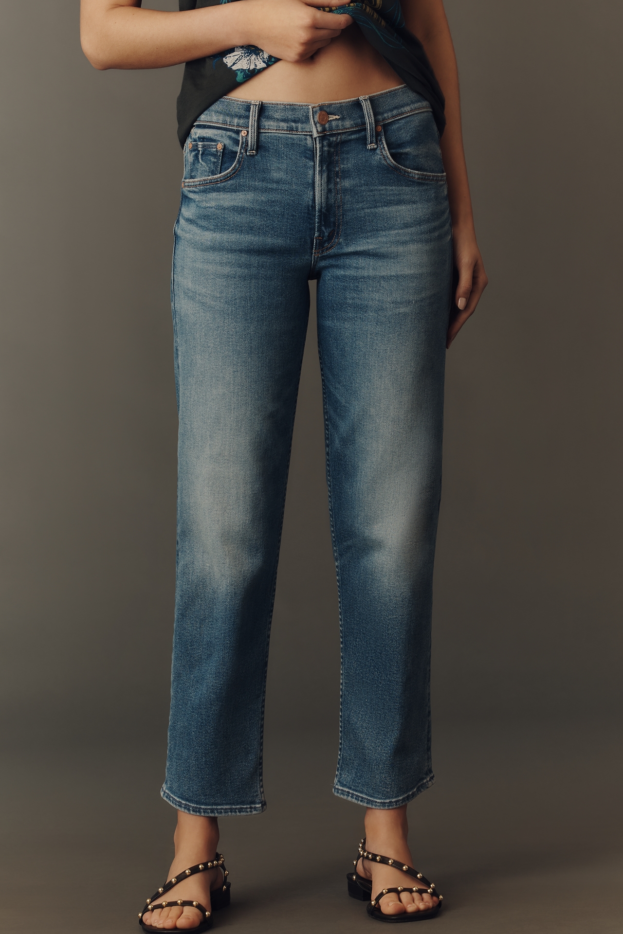 MOTHER Newbie Ankle Mid-Rise Relaxed Straight-Leg Jeans