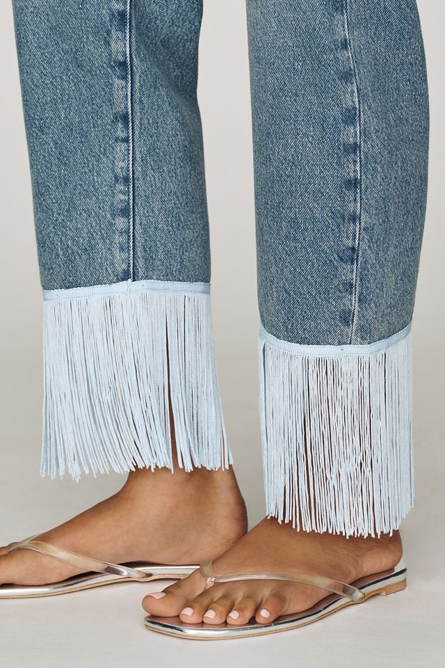 MOTHER Relish Fringed Low-Rise Cropped Straight-Leg Jeans #3