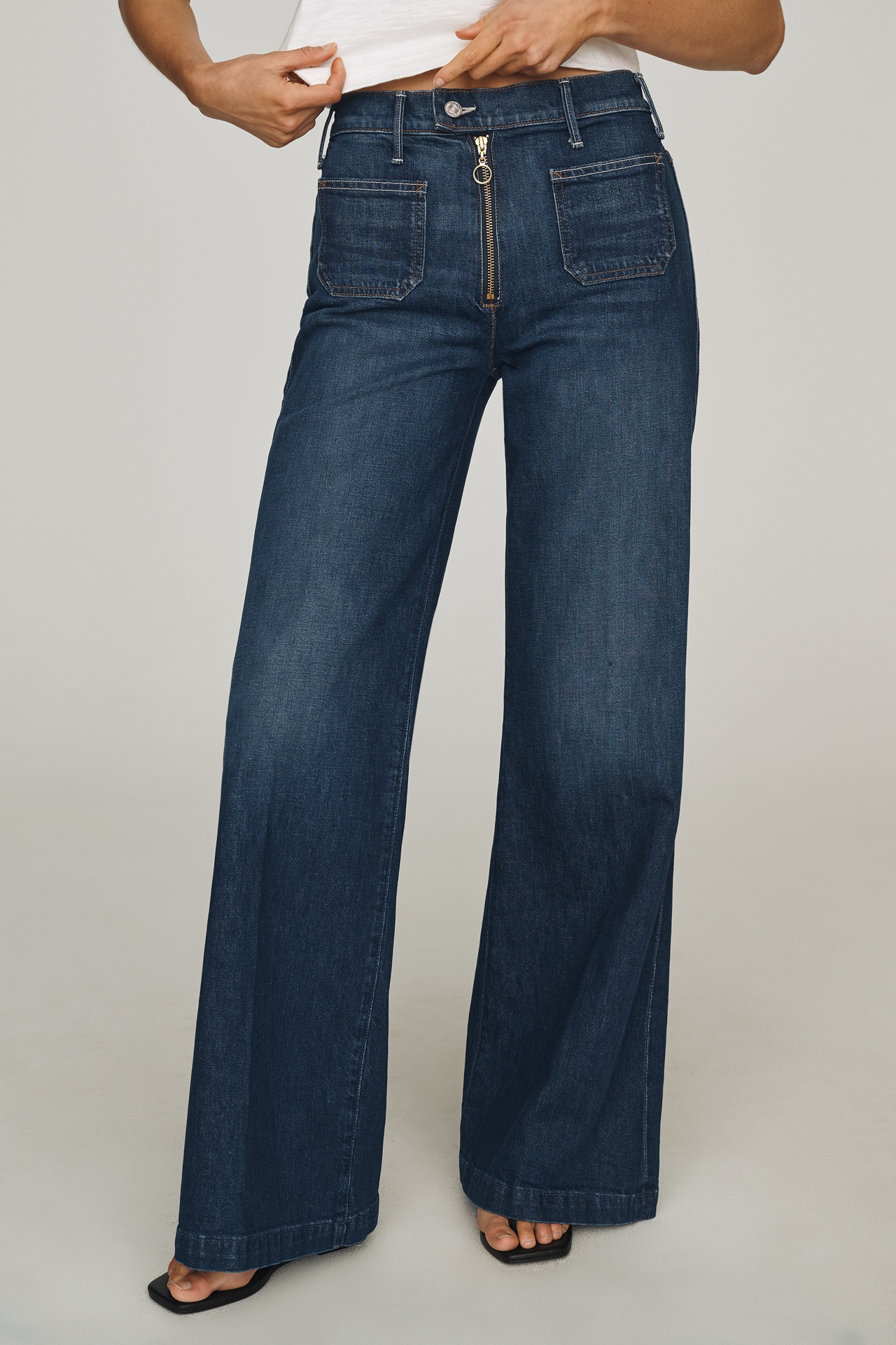 MOTHER Patch Pocket Hustler High-Rise Wide-Leg Jeans