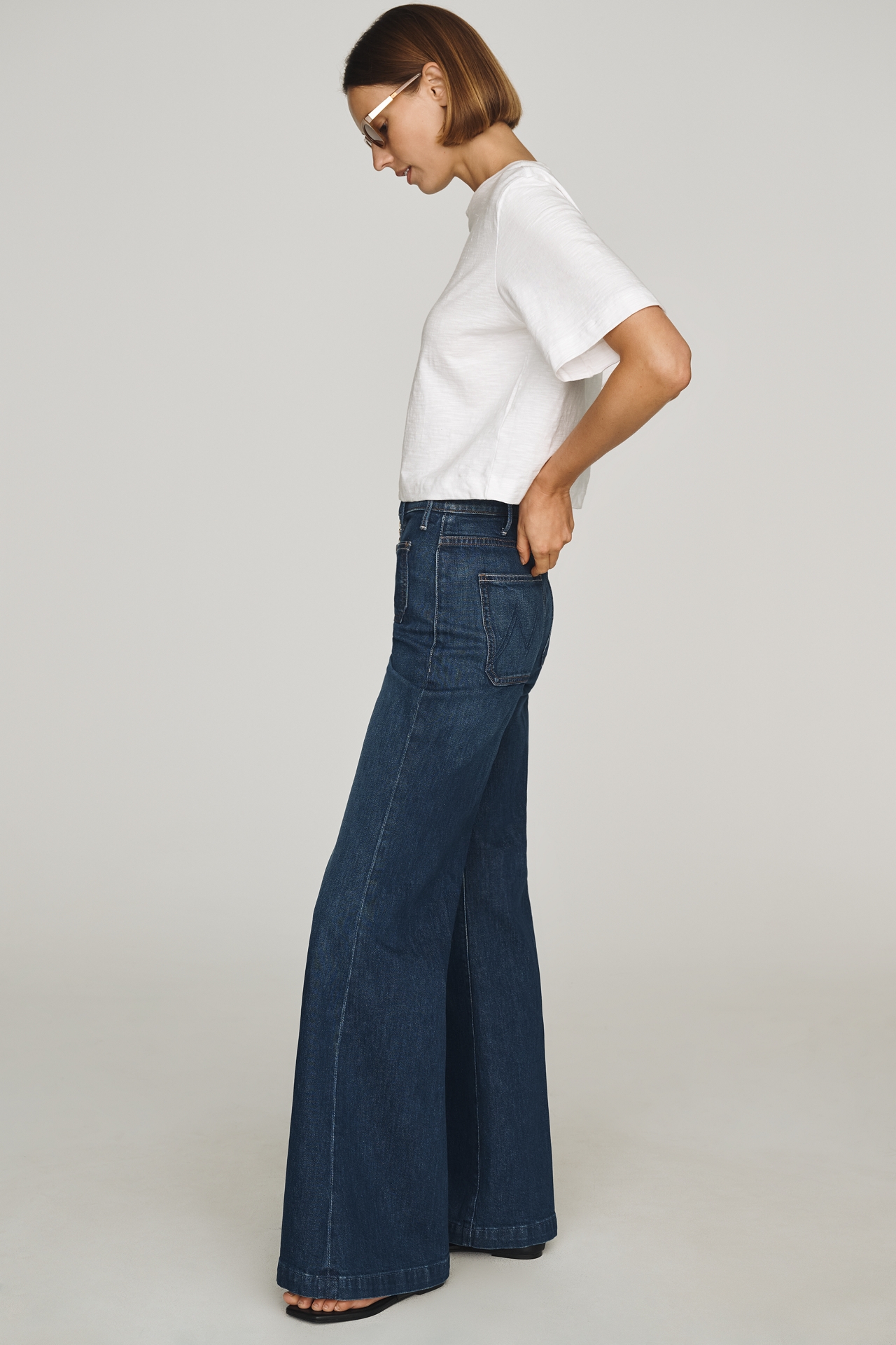 MOTHER Patch Pocket Hustler High-Rise Wide-Leg Jeans