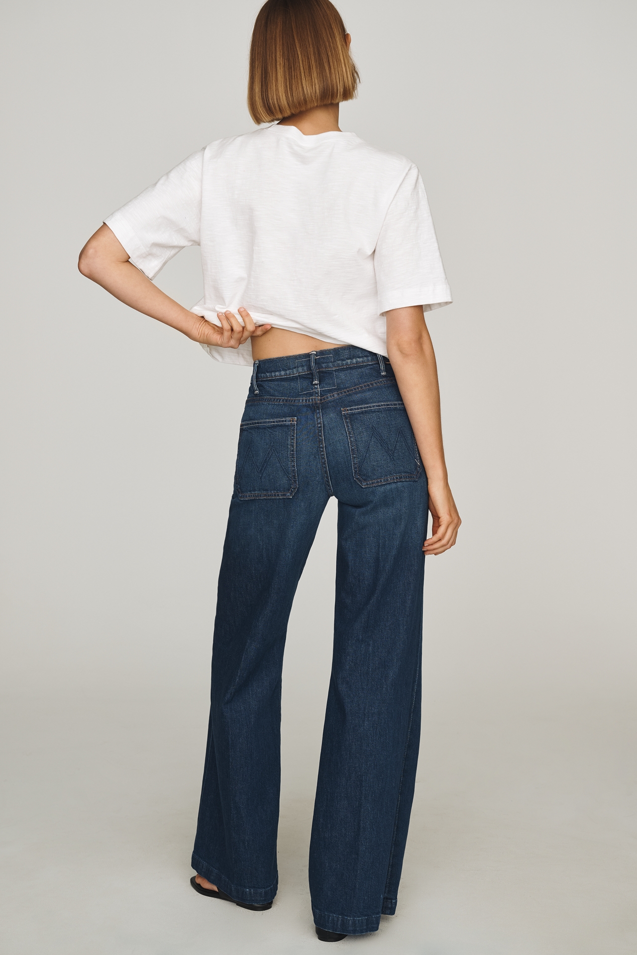 MOTHER Patch Pocket Hustler High-Rise Wide-Leg Jeans