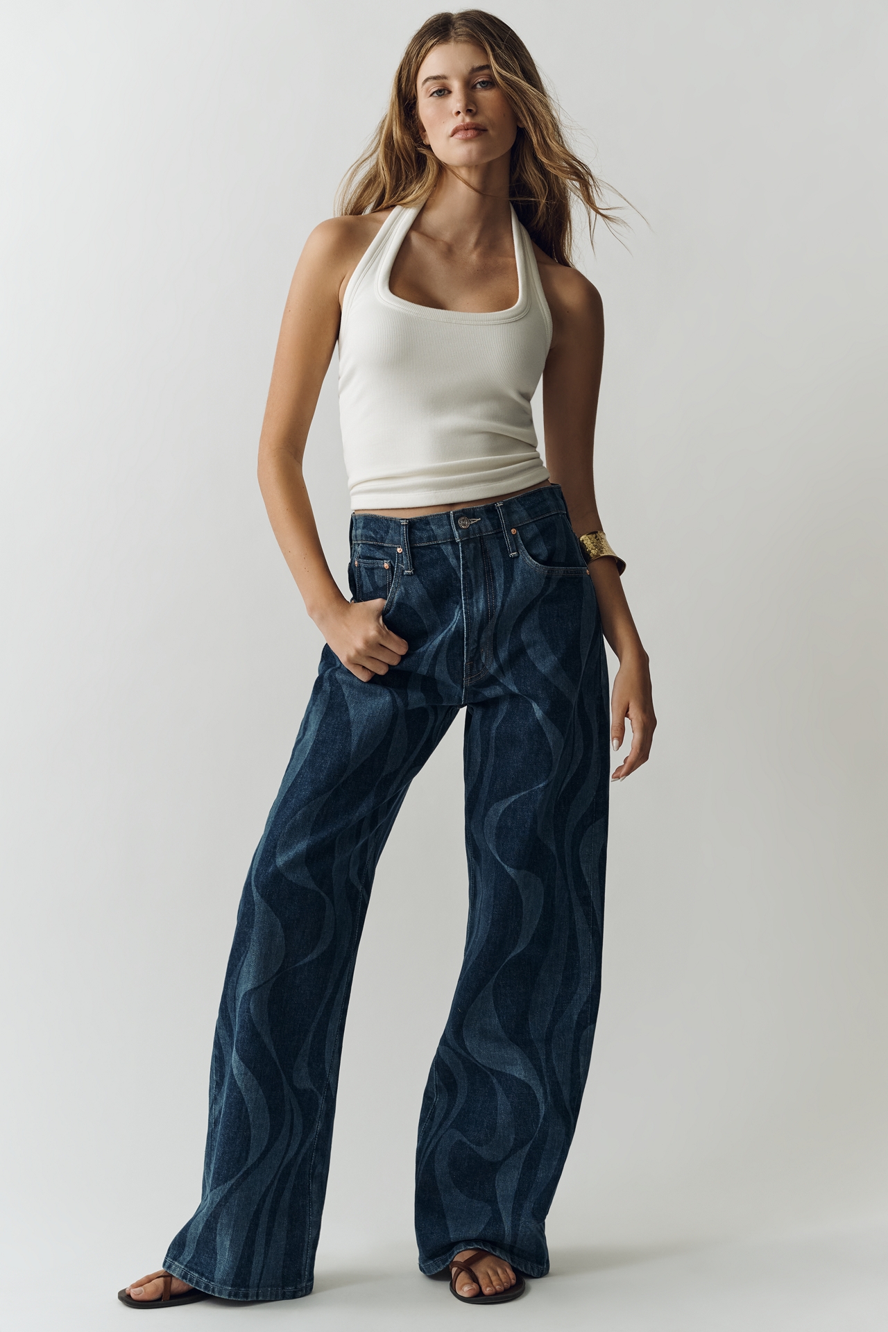MOTHER Lasso Sneak High-Rise Wide-Leg Jeans