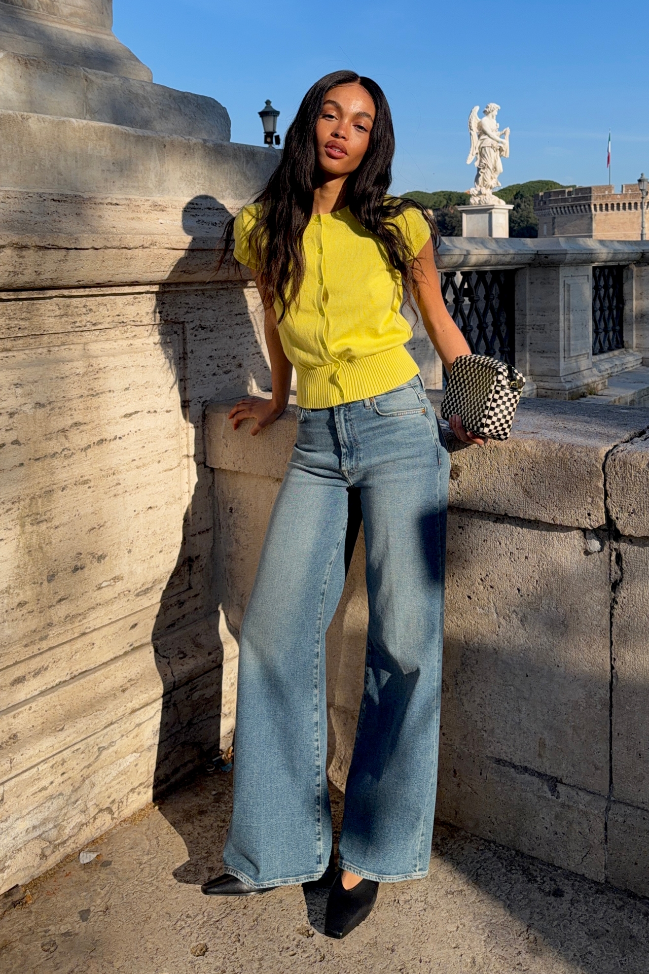 MOTHER High-Rise Hustler Roller Sneak Jeans