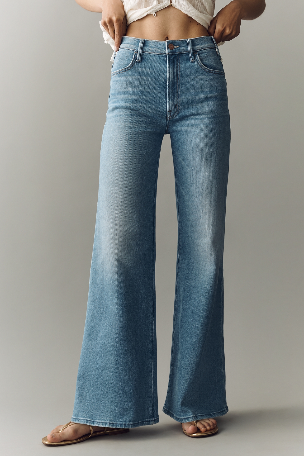 MOTHER High-Rise Hustler Roller Sneak Jeans