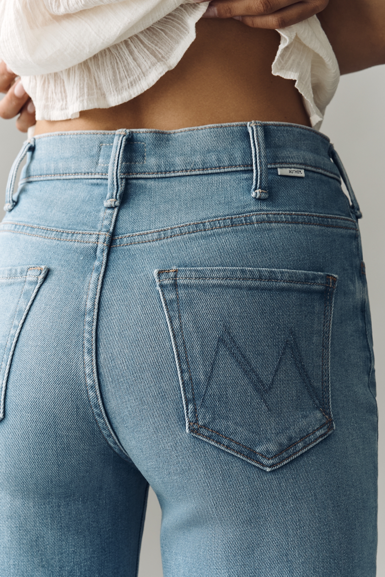 MOTHER High-Rise Hustler Roller Sneak Jeans