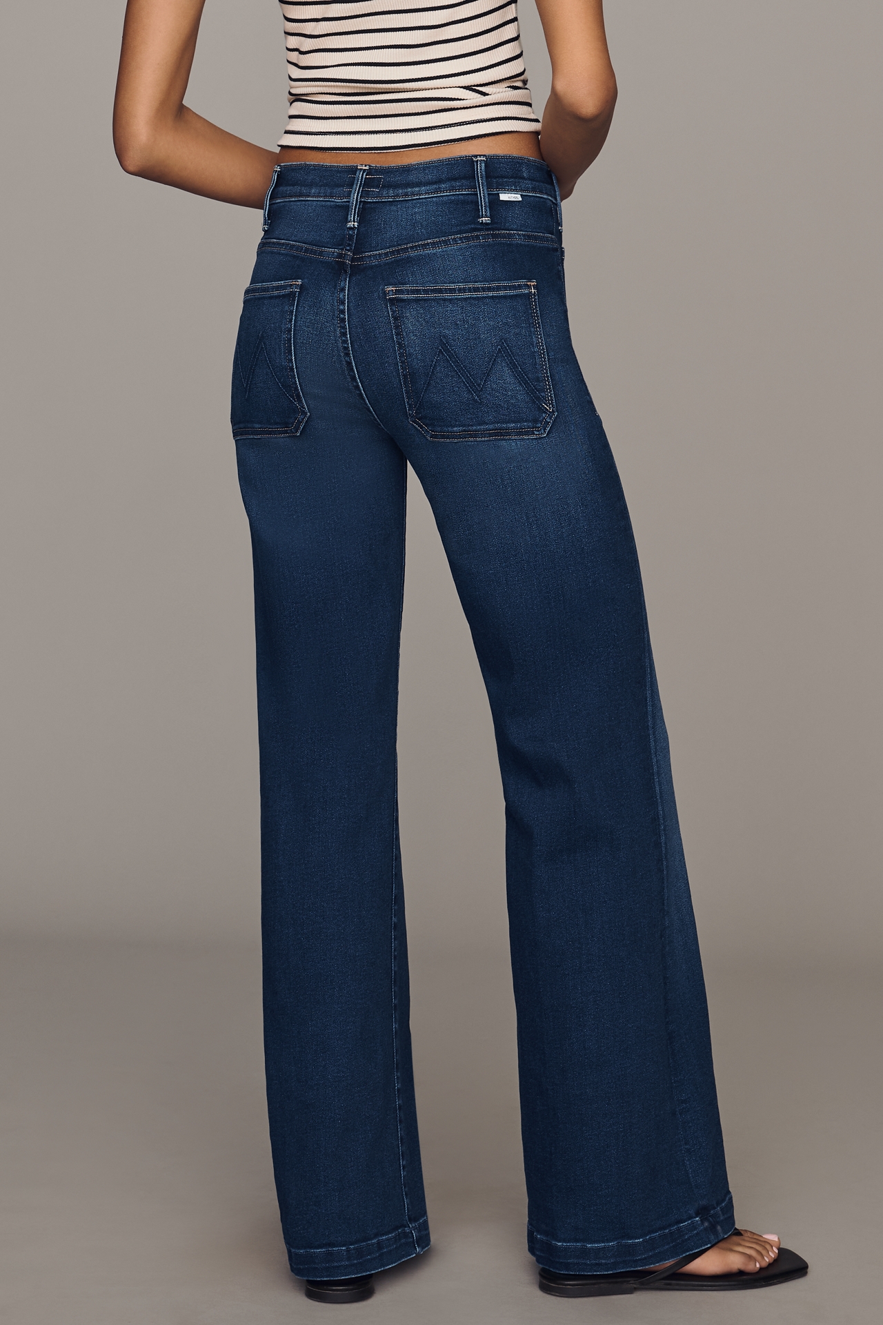 MOTHER Hustler Roller Patch Pocket Sneak High Rise Wide Leg Jeans