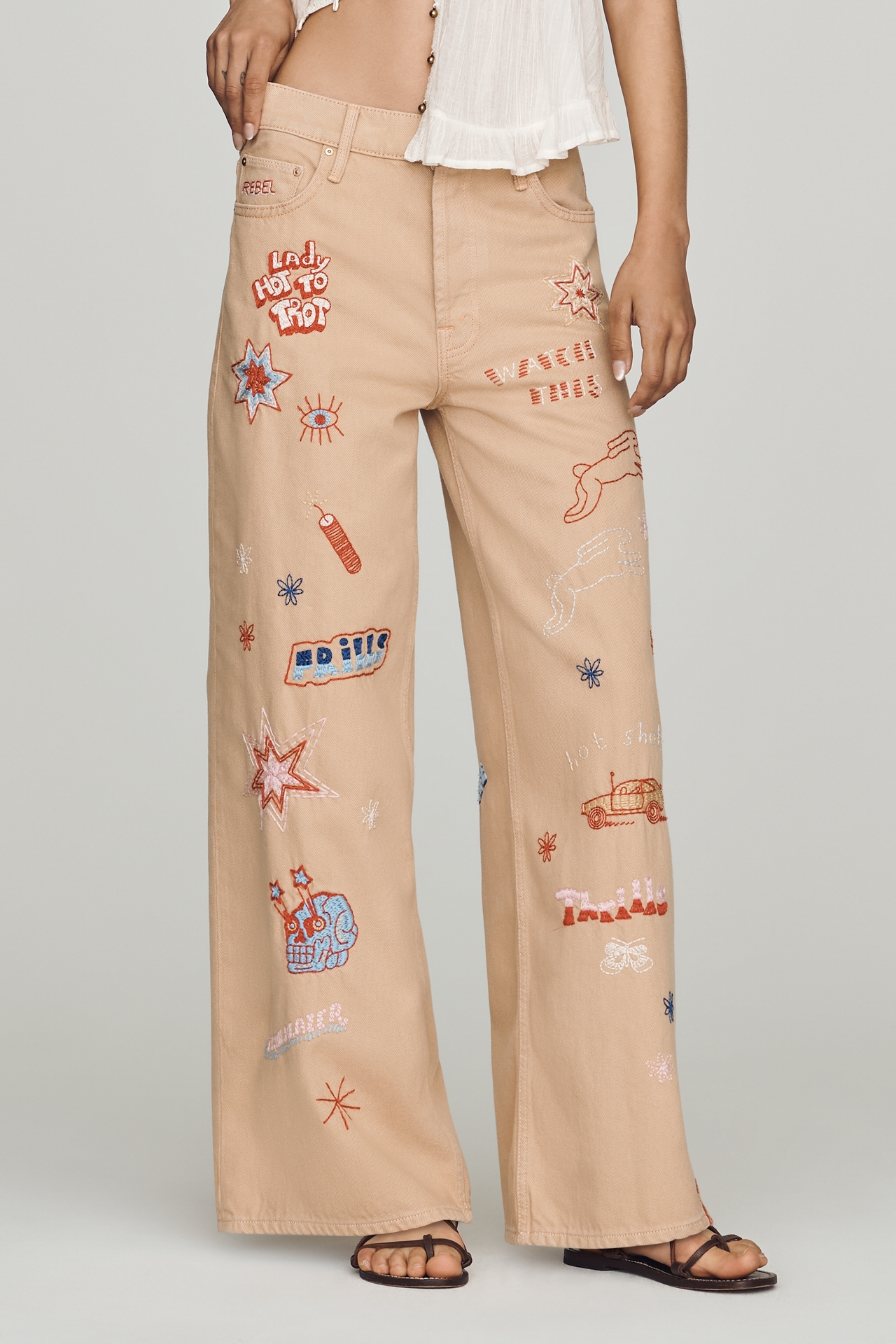 MOTHER Double Dip Nacho Mid-Rise Wide-Leg Ankle Jeans
