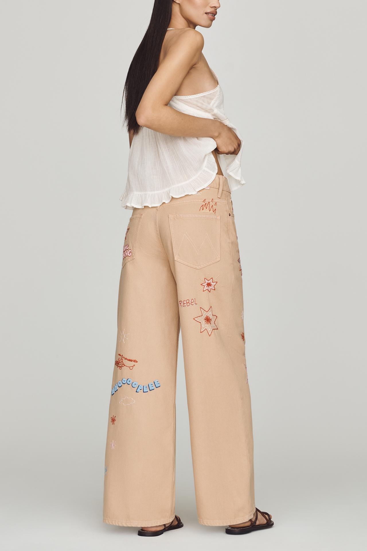 MOTHER Double Dip Nacho Mid-Rise Wide-Leg Ankle Jeans