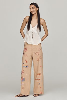 MOTHER Double Dip Nacho Mid-Rise Wide-Leg Ankle Jeans