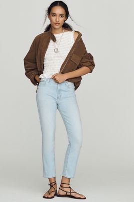 MOTHER Dazzler Crop Mid-Rise Straight Jeans