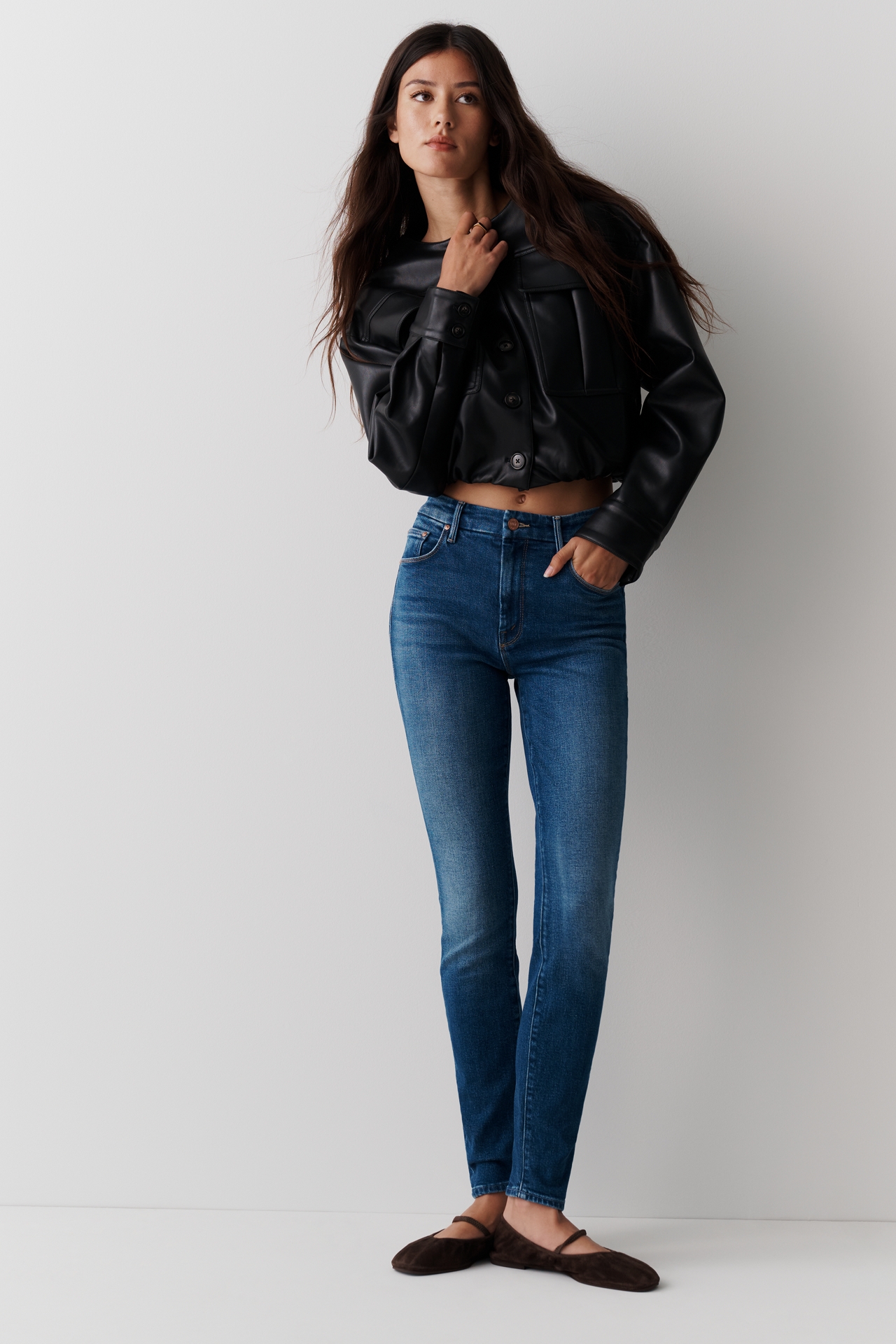 MOTHER Looker Mid-Rise Skinny Straight-Leg Jeans