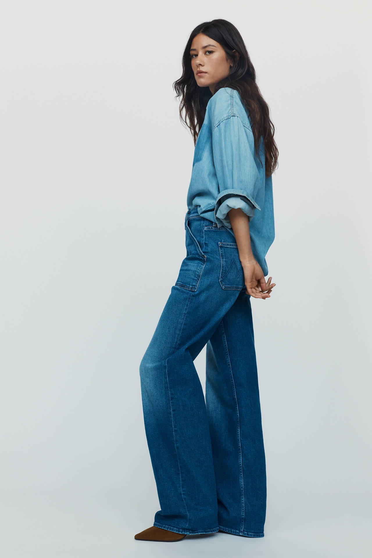 MOTHER Maven Sneak High-Rise Wide-Leg Jeans