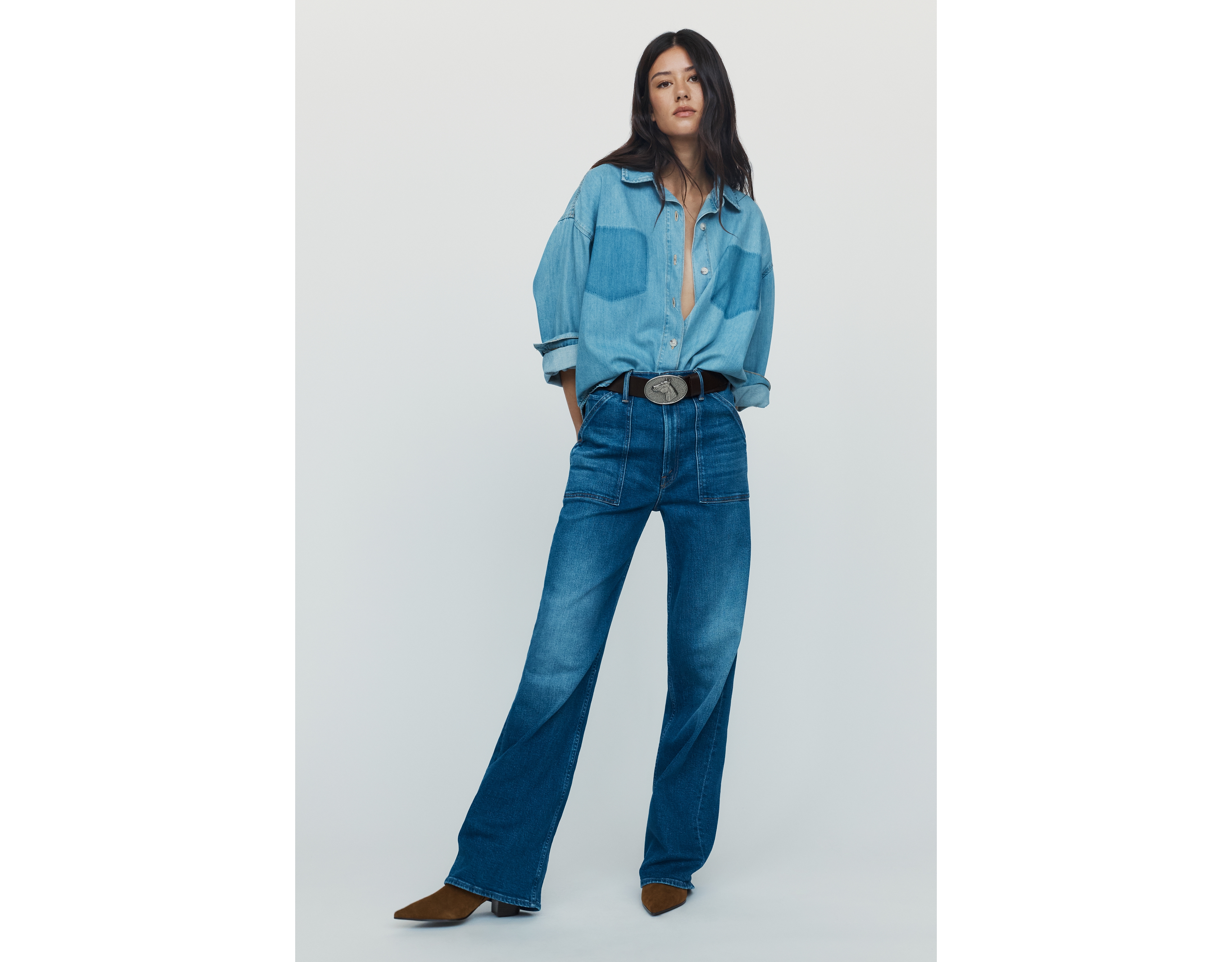 MOTHER The Patch Pocket Maven High Rise Wide Leg Jeans