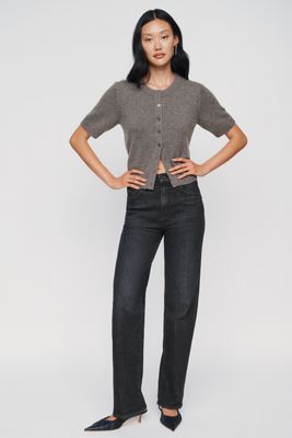 MOTHER The Rambler Zip Sneak High-Rise Straight Jeans