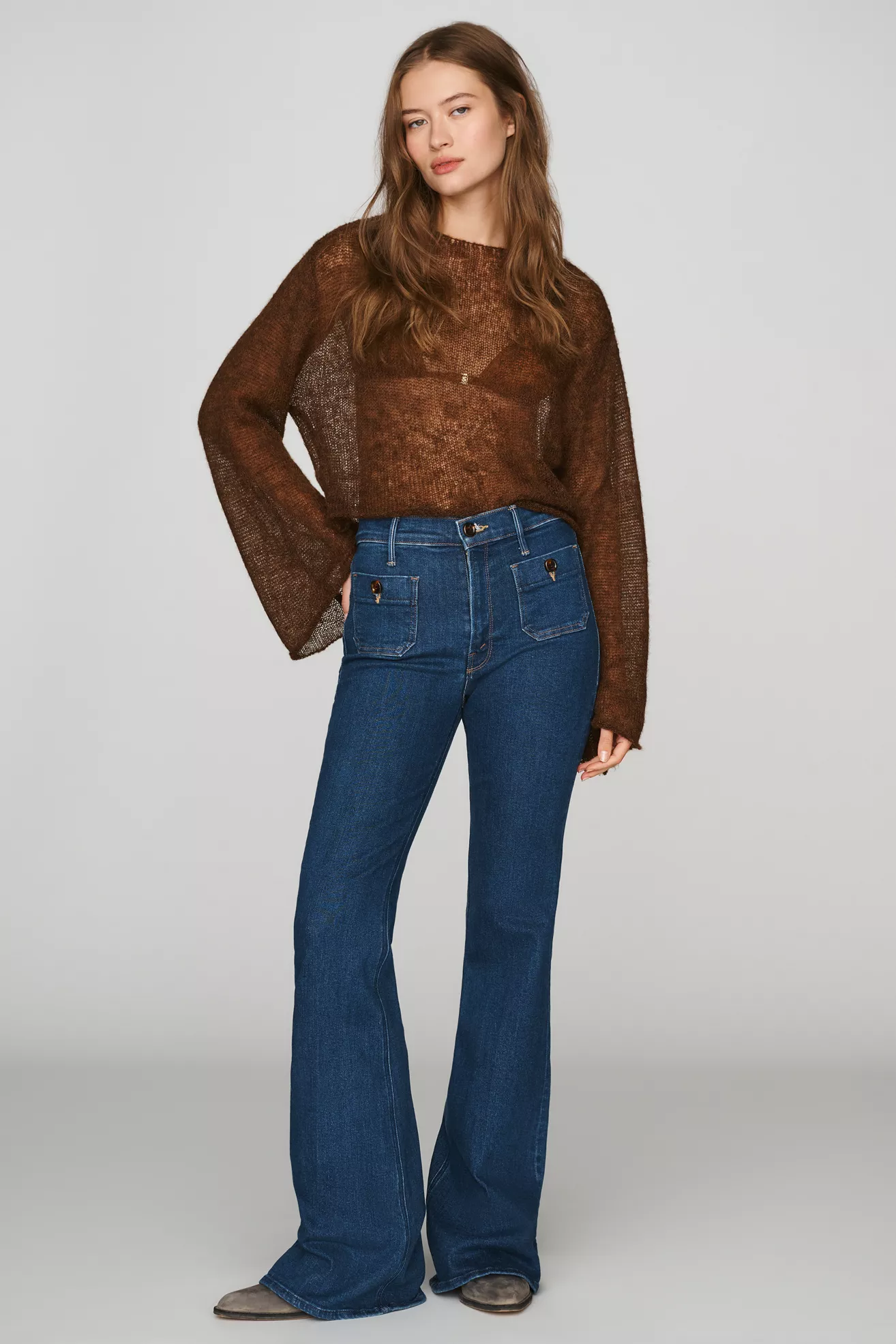 MOTHER The Patch Pocket Doozy Mid Rise Flare Jeans