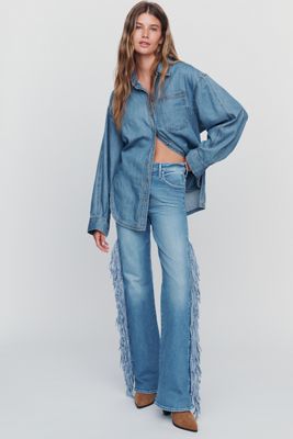 MOTHER The Fringe Desperado Sneak High-Rise Wide-Leg Jeans