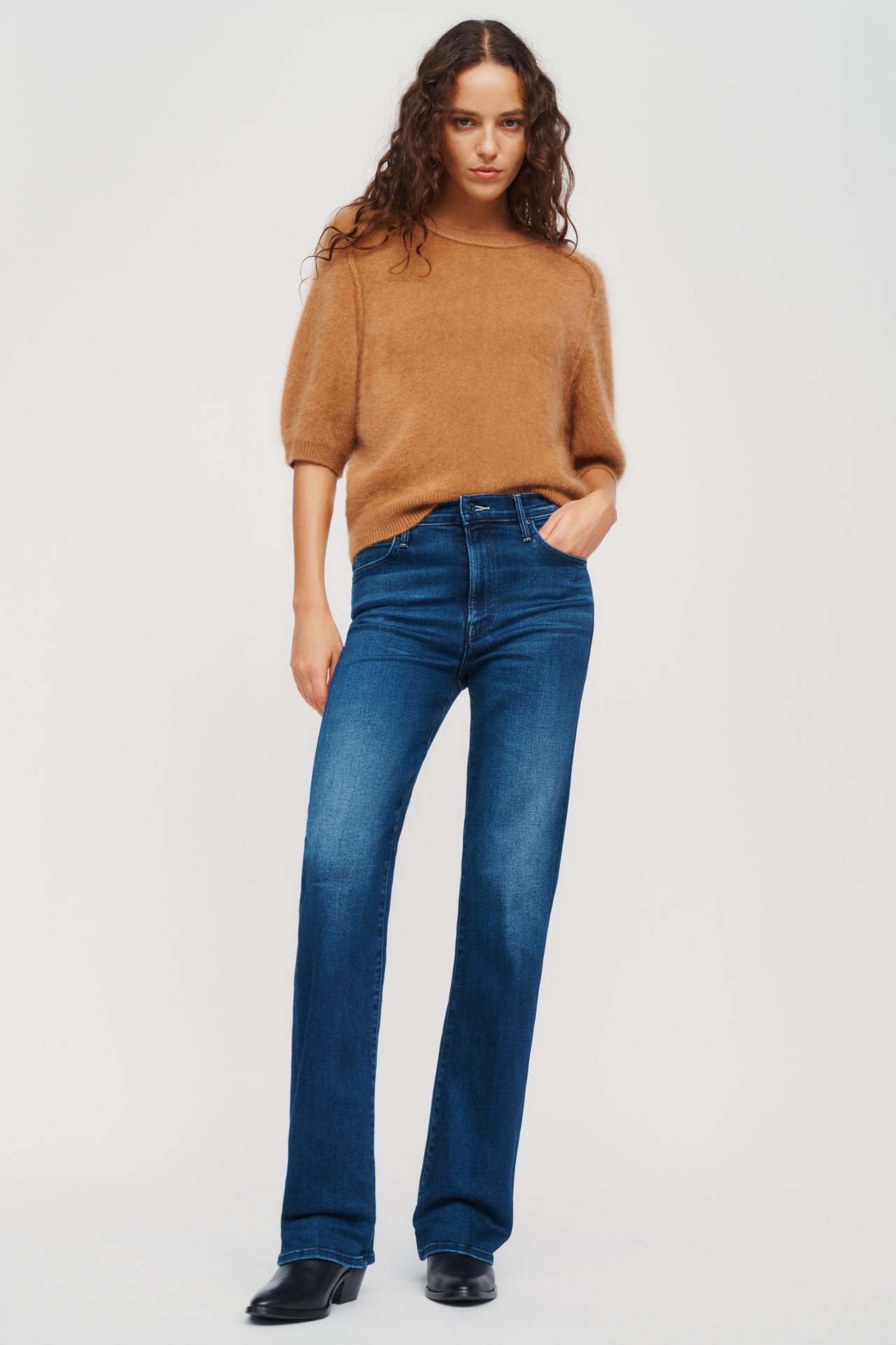 MOTHER The Kick It Mid Rise Straight Leg Jeans