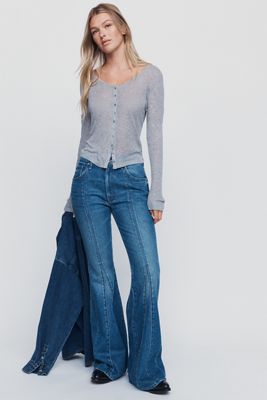 MOTHER The Dollop Heel Seamed Mid-Rise Flare Jeans