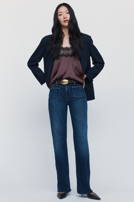 MOTHER The Maven Sneak Mid Rise Wide Leg Jeans by Anthropologie