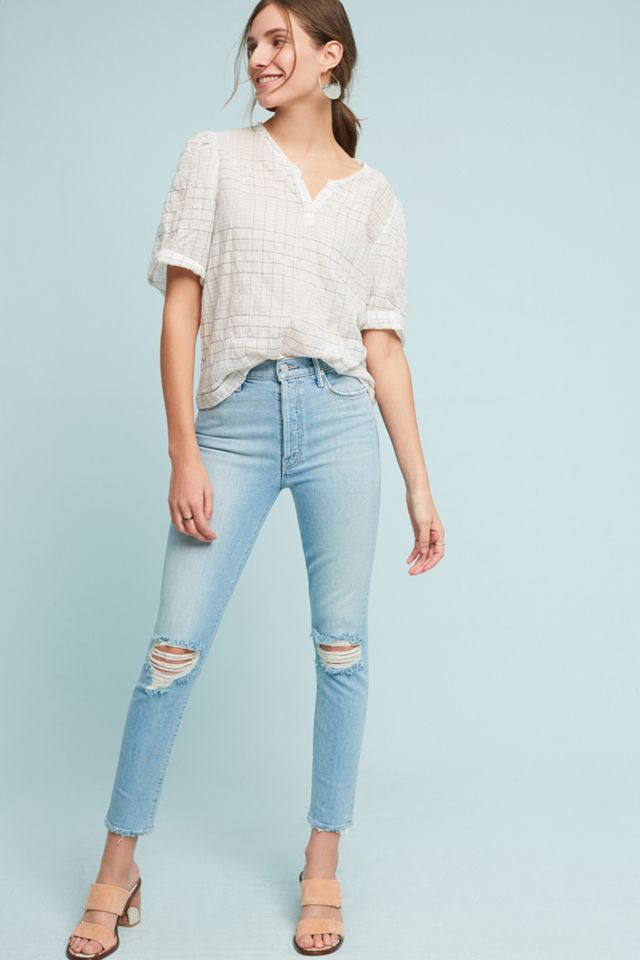 Mother The Stunner Ankle Fray Ultra High-Rise Jeans #1