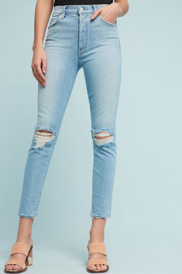 Mother The Stunner Ankle Fray Ultra High-Rise Jeans
