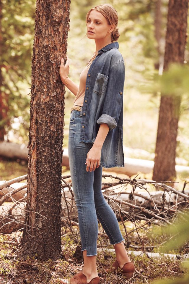 Mother Stunner High-Rise Frayed High-Low Jeans #4