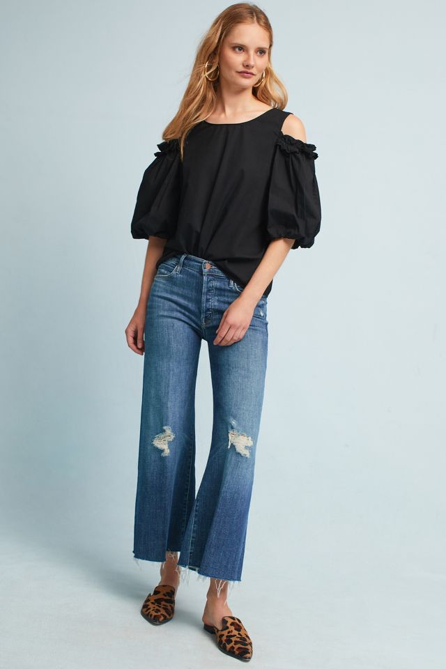 Mother The Stunner Roller Crop Fray High-Rise Jeans