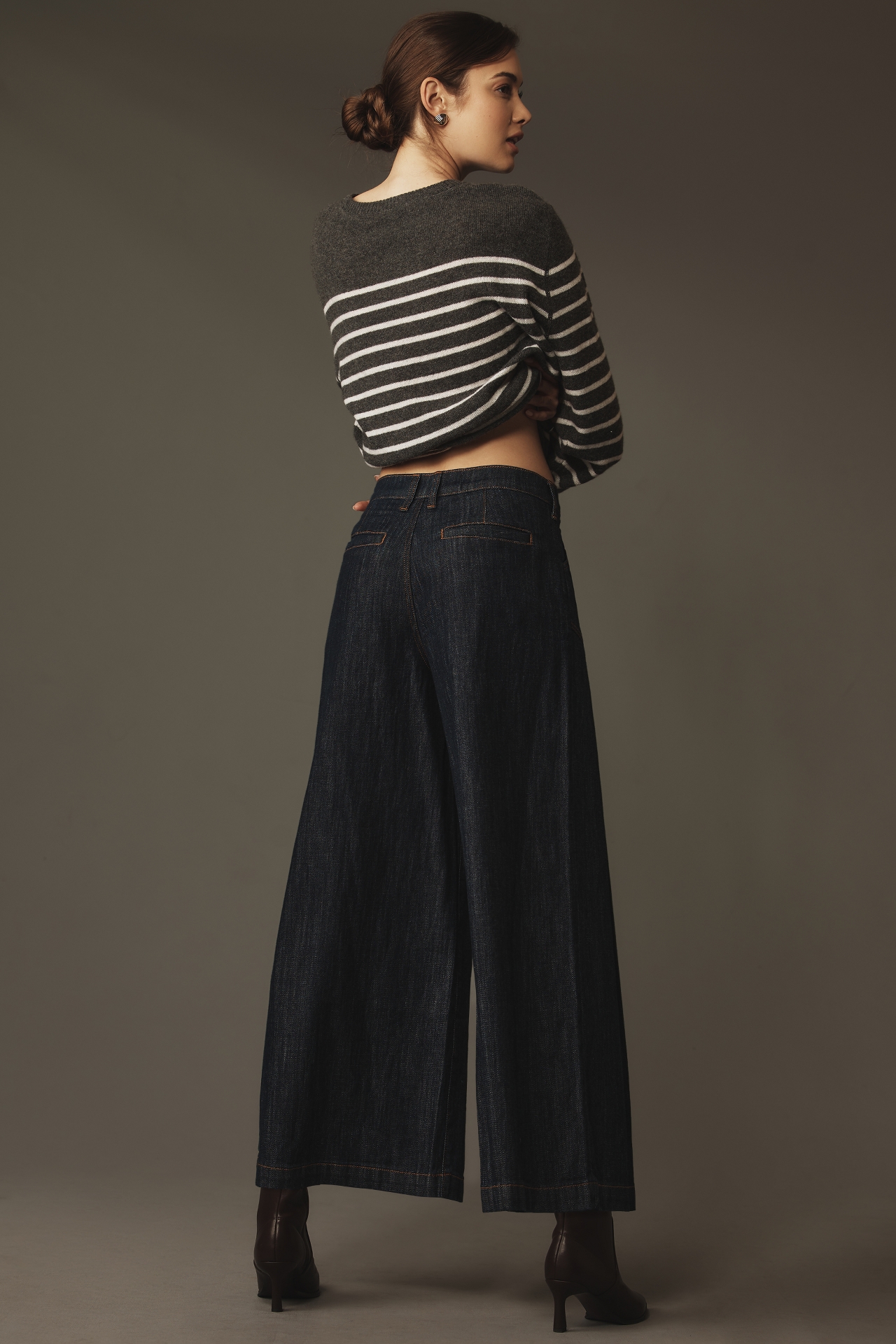 Pilcro Seamed Flounce High-Rise Wide-Leg Jeans