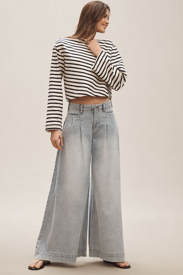 Palazzo Wide Leg Mid Rise Jeans