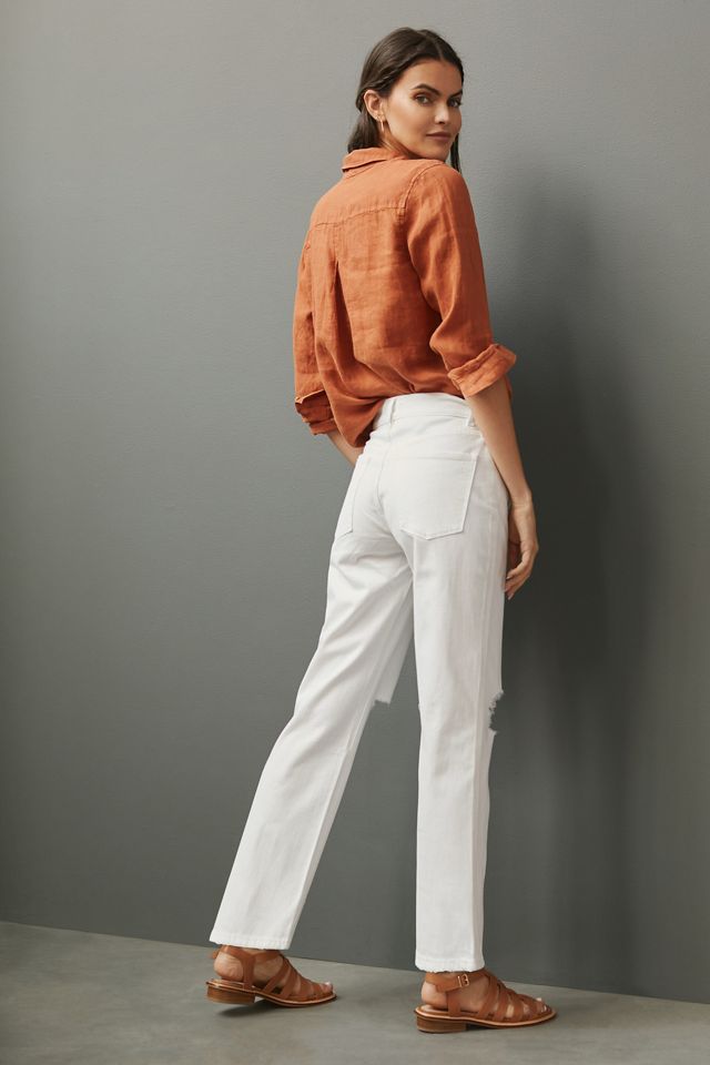DL1961Patti High-Rise Distressed Straight-Leg Jeans #2