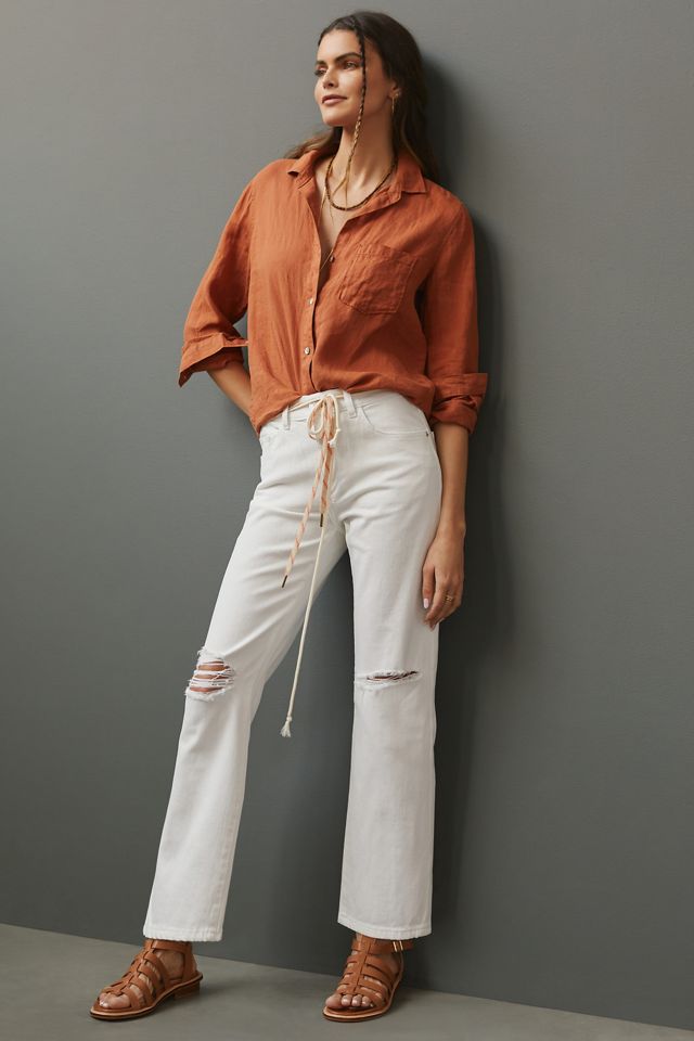DL1961Patti High-Rise Distressed Straight-Leg Jeans