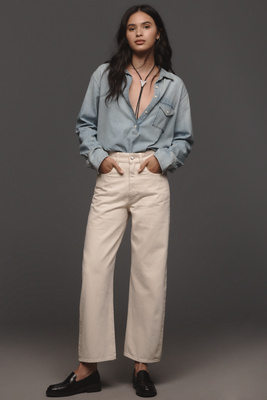 Dl1961 Taylor High-rise Crop Barrel Jeans In Beige
