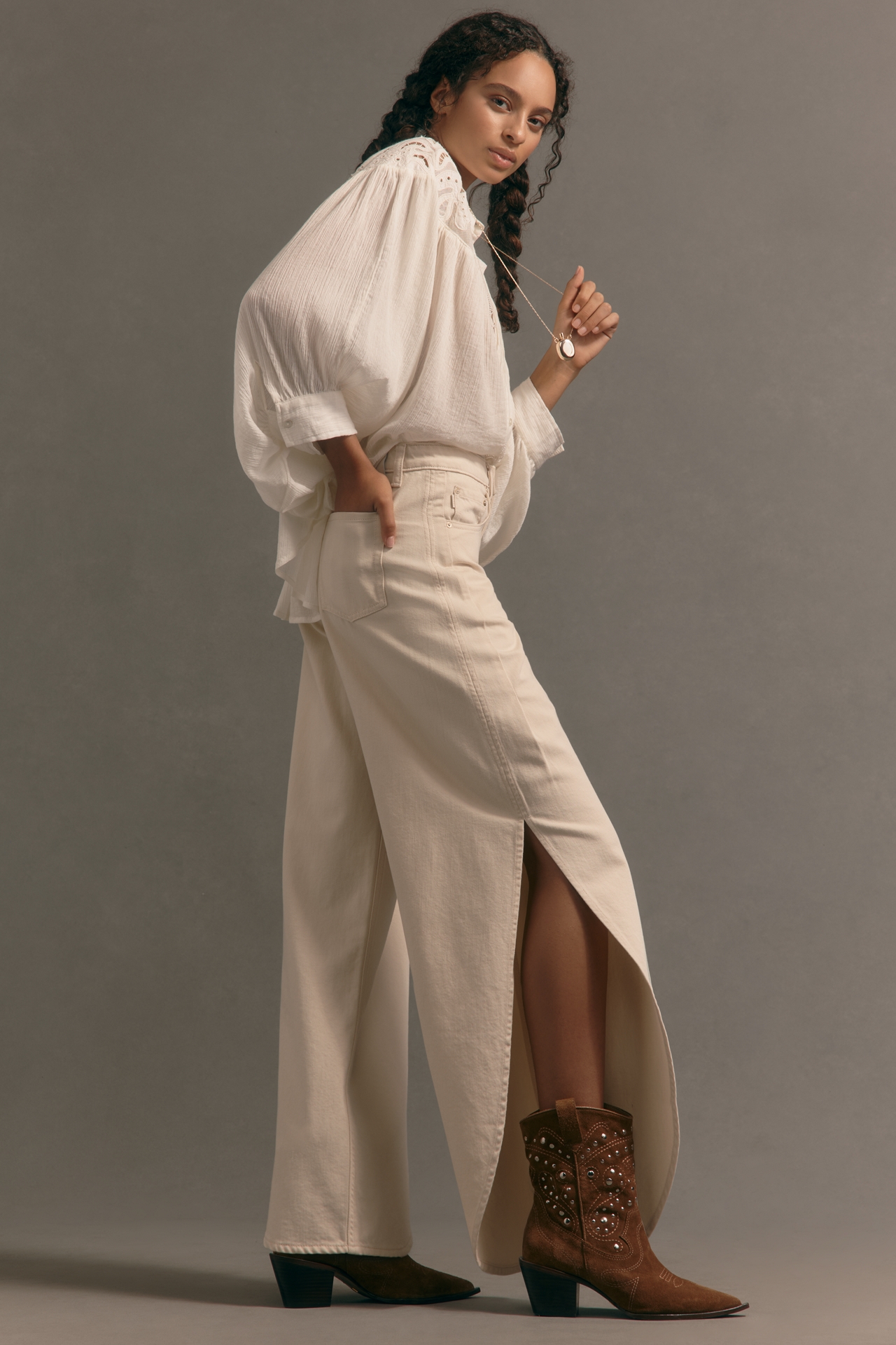 DL1961 Rori High-Rise Side-Split Barrel Jeans